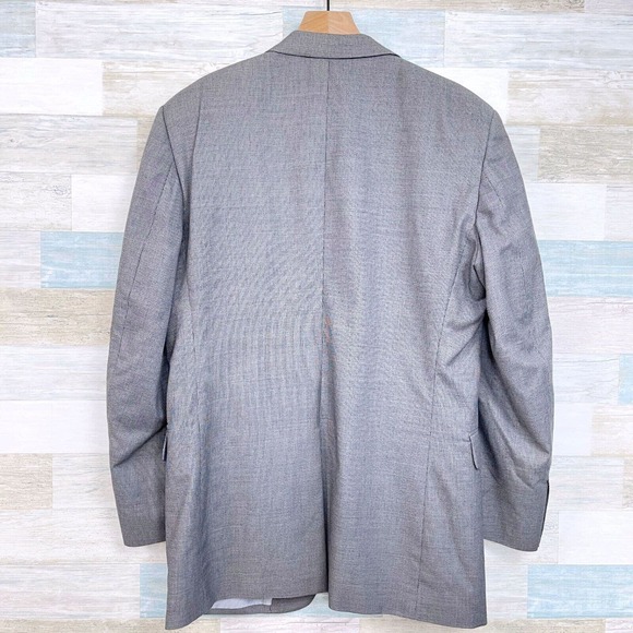 Jos A Bank Birdseye Suit Gray Cotton Wool Mens 40L Jacket 34x30 Pleated Pants - Picture 6 of 16